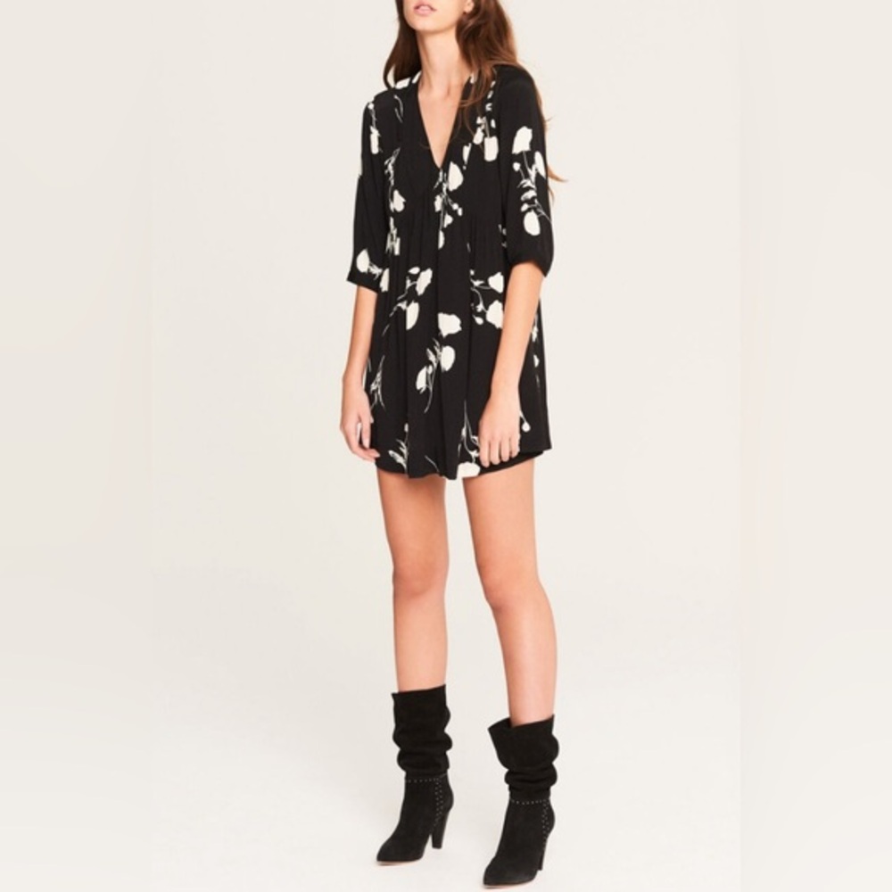 ba&sh Black and White Floral Mini Dress